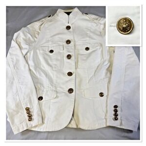 Lauren Ralph Lauren Jacket Womens Size Small White Military Gold Button Nautical